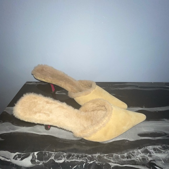 Emanuel Ungaro Shoes - Emanuel Ungaro Biege Sude Kitty Mules